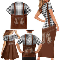 Oktoberfest Lederhosen Costume Family Matching Short Sleeve Bodycon Dress and Hawaiian Shirt German Beer Festival - Wonder Print Shop