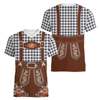 Oktoberfest Lederhosen Costume Women V-Neck T-Shirt German Beer Festival - Wonder Print Shop