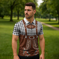 Oktoberfest Lederhosen Costume Zipper Polo Shirt German Beer Festival - Wonder Print Shop