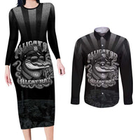 Alligator Alcatraz Police Couples Matching Long Sleeve Bodycon Dress and Long Sleeve Button Shirt Prison Florida Everglades - Wonder Print Shop