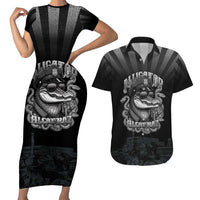 Alligator Alcatraz Police Couples Matching Short Sleeve Bodycon Dress and Hawaiian Shirt Prison Florida Everglades - Wonder Print Shop