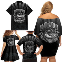 Alligator Alcatraz Police Family Matching Off Shoulder Short Dress and Hawaiian Shirt Prison Florida Everglades - Wonder Print Shop
