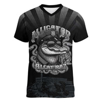Alligator Alcatraz Police Women V-Neck T-Shirt Prison Florida Everglades - Wonder Print Shop