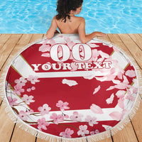 Custom Japan Rugby Beach Blanket Brave Cherry Blossoms Flying Petals - Wonder Print Shop