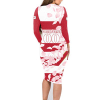 Custom Japan Rugby Family Matching Long Sleeve Bodycon Dress and Hawaiian Shirt Brave Cherry Blossoms Flying Petals - Wonder Print Shop
