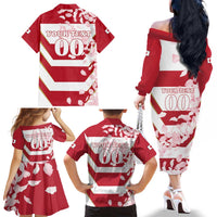 Custom Japan Rugby Family Matching Off The Shoulder Long Sleeve Dress and Hawaiian Shirt Brave Cherry Blossoms Flying Petals - Wonder Print Shop