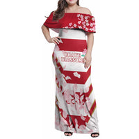 Custom Japan Rugby Family Matching Off Shoulder Maxi Dress and Hawaiian Shirt Brave Cherry Blossoms Flying Petals - Wonder Print Shop