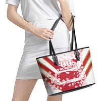 Custom Japan Rugby Leather Tote Bag Brave Cherry Blossoms Flying Petals - Wonder Print Shop