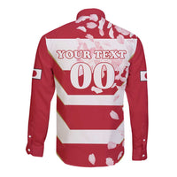 Custom Japan Rugby Long Sleeve Button Shirt Brave Cherry Blossoms Flying Petals - Wonder Print Shop