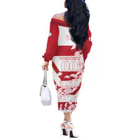 Custom Japan Rugby Off The Shoulder Long Sleeve Dress Brave Cherry Blossoms Flying Petals - Wonder Print Shop