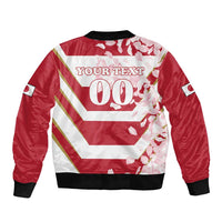Custom Japan Rugby Sleeve Zip Bomber Jacket Brave Cherry Blossoms Flying Petals - Wonder Print Shop