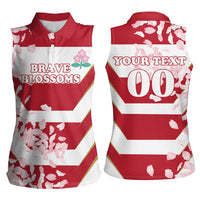 Custom Japan Rugby Women Sleeveless Polo Shirt Brave Cherry Blossoms Flying Petals - Wonder Print Shop