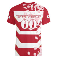 Custom Japan Rugby Women V-Neck T-Shirt Brave Cherry Blossoms Flying Petals - Wonder Print Shop