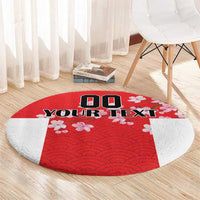 Custom Japan Rugby Round Carpet Seamless Japanese Waves Pattern