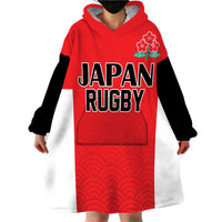 Custom Japan Rugby Wearable Blanket Hoodie Seamless Japanese Waves Pattern - Wonder Print Shop