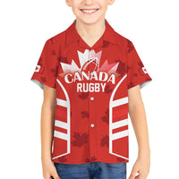 Custom Canada Rugby Family Matching Off Shoulder Maxi Dress and Hawaiian Shirt Canada Flag Maple Leaf - Wonder Print Shop