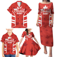 Custom Canada Rugby Family Matching Puletasi and Hawaiian Shirt Canada Flag Maple Leaf - Wonder Print Shop