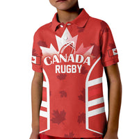 Custom Canada Rugby Kid Polo Shirt Canada Flag Maple Leaf - Wonder Print Shop