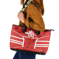Custom Canada Rugby Leather Tote Bag Canada Flag Maple Leaf - Wonder Print Shop