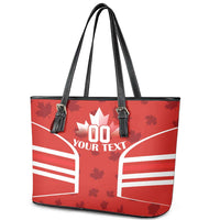 Custom Canada Rugby Leather Tote Bag Canada Flag Maple Leaf - Wonder Print Shop