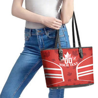 Custom Canada Rugby Leather Tote Bag Canada Flag Maple Leaf - Wonder Print Shop