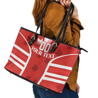 Custom Canada Rugby Leather Tote Bag Canada Flag Maple Leaf - Wonder Print Shop