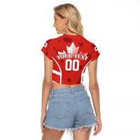 Custom Canada Rugby Raglan Cropped T Shirt Canada Flag Maple Leaf - Wonder Print Shop