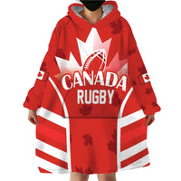 Custom Canada Rugby Wearable Blanket Hoodie Canada Flag Maple Leaf - Wonder Print Shop
