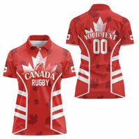 Custom Canada Rugby Women Polo Shirt Canada Flag Maple Leaf - Wonder Print Shop