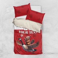 Custom Canada Rugby Bedding Set Beaver Riding A Goose - Wonder Print Shop