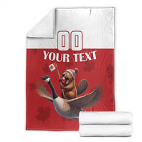 Custom Canada Rugby Blanket Beaver Riding A Goose