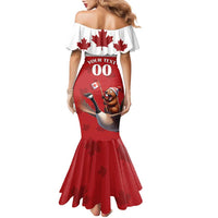 Custom Canada Rugby Family Matching Mermaid Dress and Hawaiian Shirt Beaver Riding A Goose - Wonder Print Shop