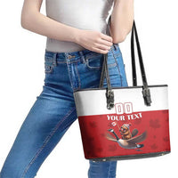 Custom Canada Rugby Leather Tote Bag Beaver Riding A Goose - Wonder Print Shop