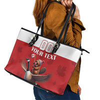 Custom Canada Rugby Leather Tote Bag Beaver Riding A Goose - Wonder Print Shop
