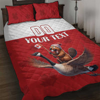 Custom Canada Rugby Quilt Bed Set Beaver Riding A Goose - Wonder Print Shop