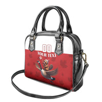 Custom Canada Rugby Shoulder Handbag Beaver Riding A Goose