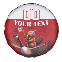Custom Canada Rugby Spare Tire Cover Beaver Riding A Goose - Wonder Print Shop