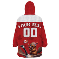 Custom Canada Rugby Wearable Blanket Hoodie Beaver Riding A Goose - Wonder Print Shop