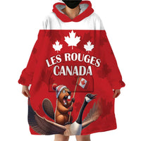 Custom Canada Rugby Wearable Blanket Hoodie Beaver Riding A Goose - Wonder Print Shop