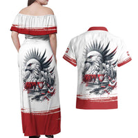 Poland Independence Day Couples Matching Off Shoulder Maxi Dress and Hawaiian Shirt Polska Eagle Proud To Be Polish - Wonder Print Shop