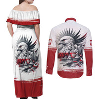Poland Independence Day Couples Matching Off Shoulder Maxi Dress and Long Sleeve Button Shirt Polska Eagle Proud To Be Polish - Wonder Print Shop