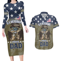 Personalized Veterans Day 2024 Couples Matching Long Sleeve Bodycon Dress and Hawaiian Shirt U.S Veterans Proud Dad - Wonder Print Shop