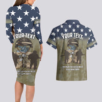 Personalized Veterans Day 2024 Couples Matching Long Sleeve Bodycon Dress and Hawaiian Shirt U.S Veterans Proud Dad - Wonder Print Shop