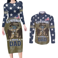 Personalized Veterans Day 2024 Couples Matching Long Sleeve Bodycon Dress and Long Sleeve Button Shirt U.S Veterans Proud Dad - Wonder Print Shop