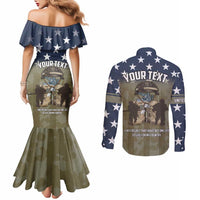 Personalized Veterans Day 2024 Couples Matching Mermaid Dress and Long Sleeve Button Shirt U.S Veterans Proud Dad