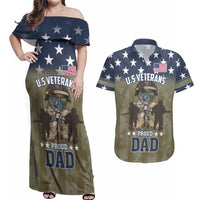 Personalized Veterans Day 2024 Couples Matching Off Shoulder Maxi Dress and Hawaiian Shirt U.S Veterans Proud Dad - Wonder Print Shop