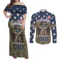 Personalized Veterans Day 2024 Couples Matching Off Shoulder Maxi Dress and Long Sleeve Button Shirt U.S Veterans Proud Dad - Wonder Print Shop