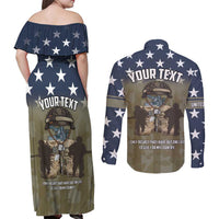 Personalized Veterans Day 2024 Couples Matching Off Shoulder Maxi Dress and Long Sleeve Button Shirt U.S Veterans Proud Dad - Wonder Print Shop