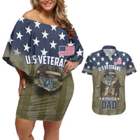 Personalized Veterans Day 2024 Couples Matching Off Shoulder Short Dress and Hawaiian Shirt U.S Veterans Proud Dad - Wonder Print Shop