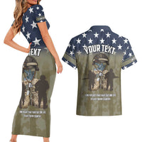 Personalized Veterans Day 2024 Couples Matching Short Sleeve Bodycon Dress and Hawaiian Shirt U.S Veterans Proud Dad - Wonder Print Shop
